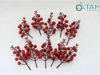 Combo 10 cành cherry đỏ trang trí Noel số 17